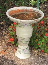 Hand Painted Clay Pot Bird Bath