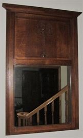 Antique Oak Trumeau Mirror (33""W x 54"H)