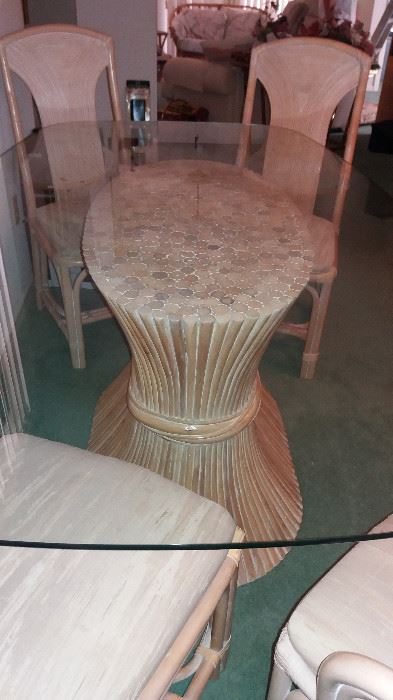 American Drew "Split Reed" dining table & four chairs
