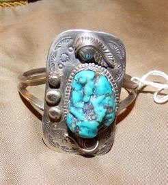 Sterling turqoise cuff bracelet