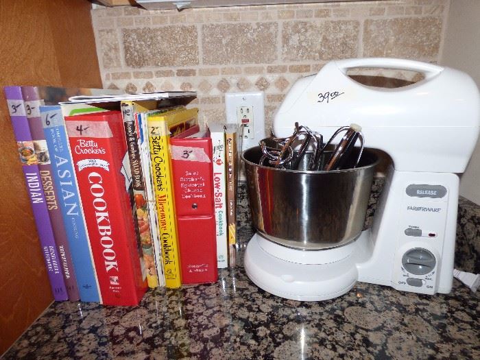 Like new Farberware mixer, Cookbooks