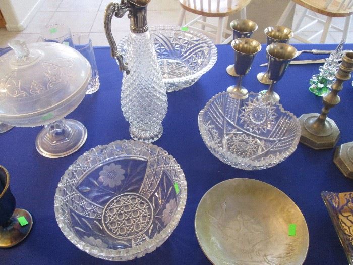Assorted Glassware, Pewter, Silver Plate and Bronze