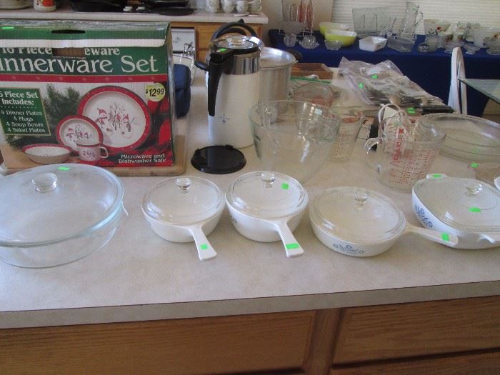 Corning Ware, including the 8-Cup Coffee Pot