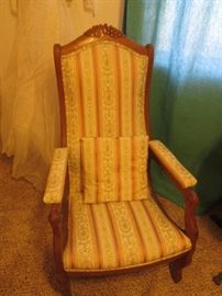 Granny's Beautiful Occasional Chair in rose and beige stripe fabric