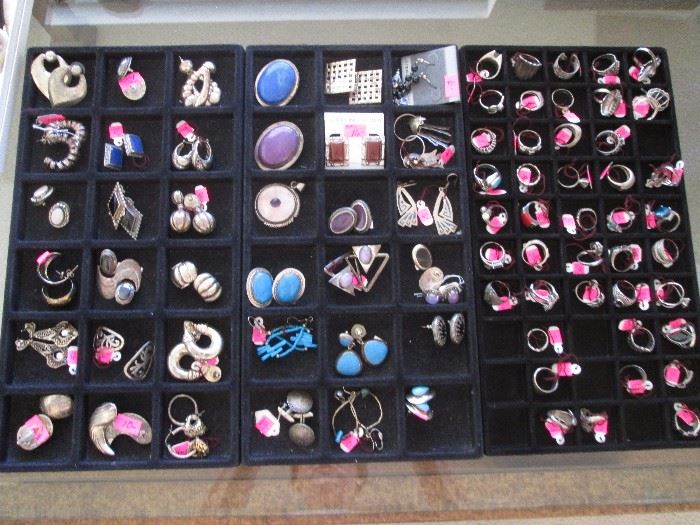 Sterling rings, earrings