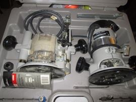 Porter Cable routers in storage kit