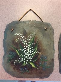 Hand painted slate tiles