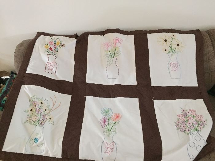 Embroidered throw