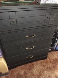 Chest of drawers, dark gray stained from fifties