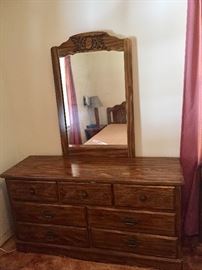 Dresser with mirror, matches bed and chest