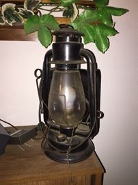 Old railroad oil lamp, electrified