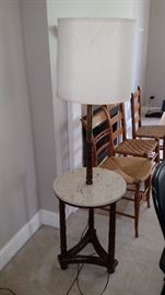 Marble top side table with lamp