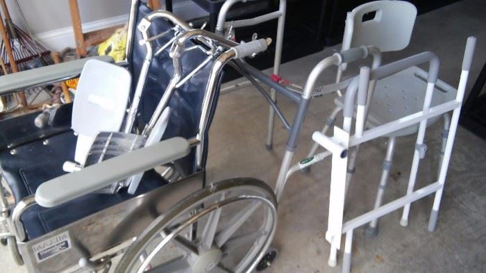 Walker, wheel chair and shower chair