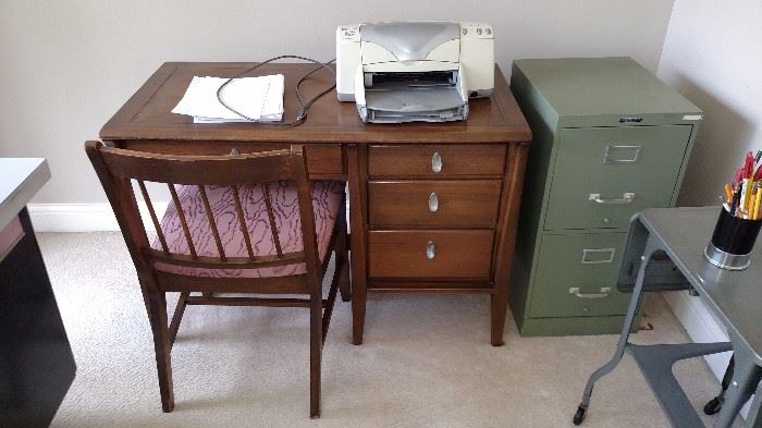 Wood desk and 2 drawer file cabinet