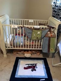 Crib with mattress and bedding