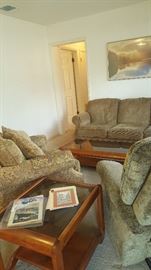 Living Room, Flexsteel Sofa, Oversized Arm Chair, Recliner, Coffee Table, End Table, Wall Décor