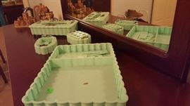 Dresser Vanity Pieces, Kleenex Box, Soap/Trinket Dish, Lipstick Container, Tray