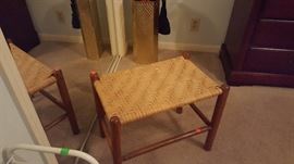 Bench with Wooden Legs, Woven Reeds