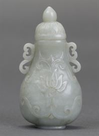 Chinese celadon jade cover vase, 19th c. 