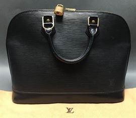 preowned authentic Louis Vuitton black Epi Alma bag 