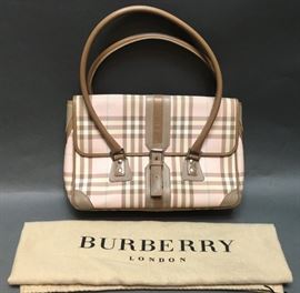 preowned authentic Burberry pink and multicolor nova check shoulder bag 