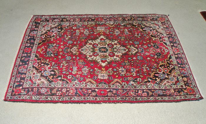 Small wool hand hooked rug - 5 x 3 1/2