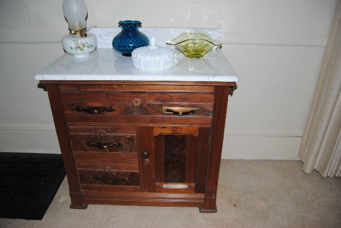 Nice antique washstand and pretty glass