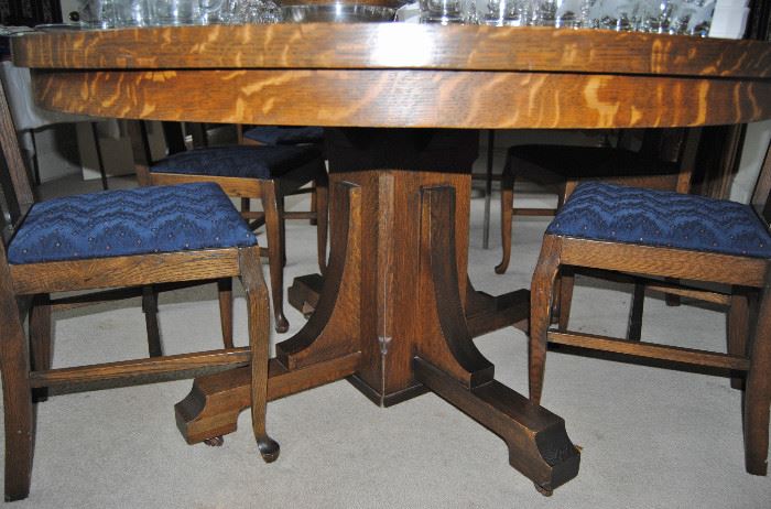 This is a classic table. Sturdy and in excellent condition. Comes with leaves and pads.