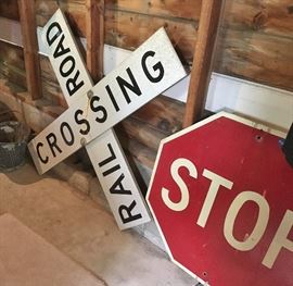 STOP and RR Crossing Signs