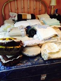 Assorted linens., towels, blankets, pillows and more!