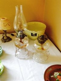 Vintage/Antique Oil Lamps; Silhouette Dinnerware