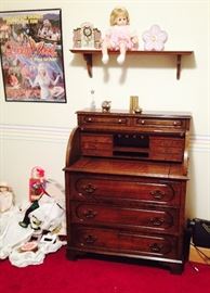 Reproduction Rolltop Desk with cubbies and drawers; MORE DOLLS