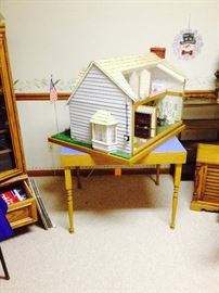 Amazing Dollhouse COMPLETED. It spins around on table.  MUST SEE TO APPRECIATE.  This is a wonderful piece!