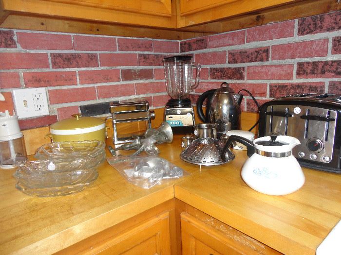 Vintage and modern kitchen items.