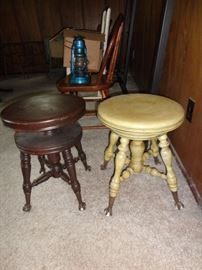Pair of antique music stools.