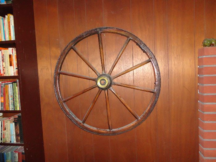 Refinished wagon wheel.