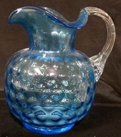 Fenton blue water pitcher