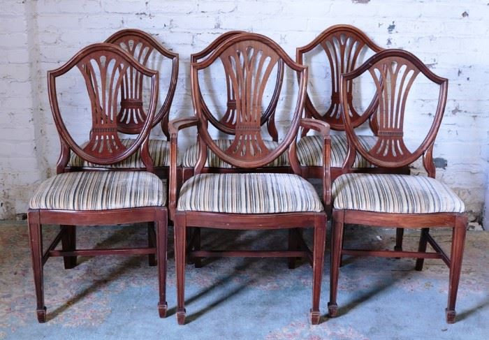 Hepplewhite set of shield back chairs