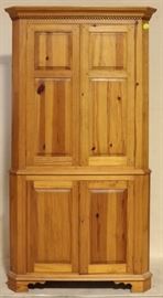 Raised panel oak corner cupboard