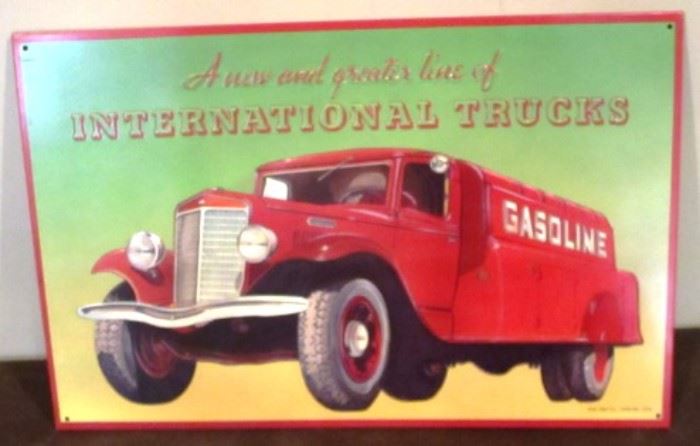 Metal red International truck
