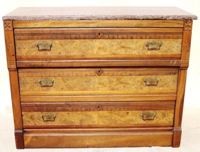 burled 3 drawer chest