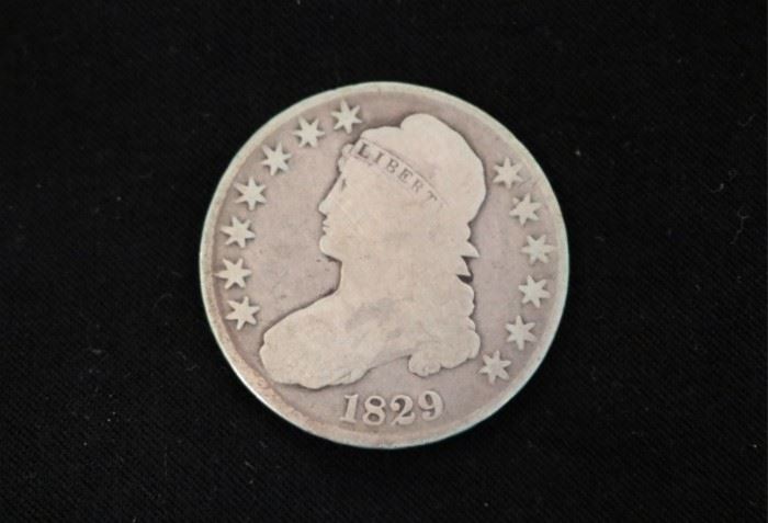 1829 Bust silver half dollar