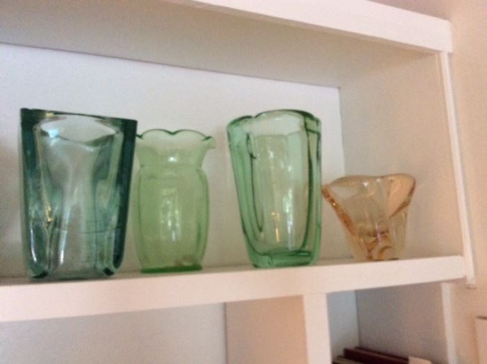 Vases to the right, are two French glass DAUM circa 1950's