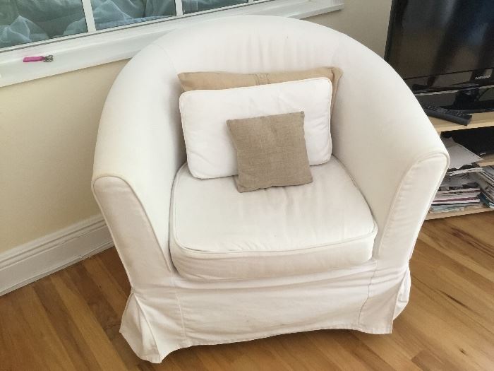 White modern club chair,
