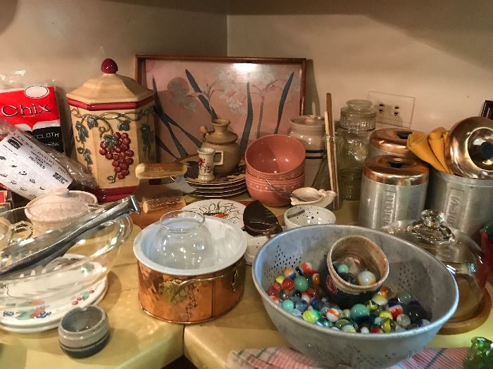 Marbles and kitchenware