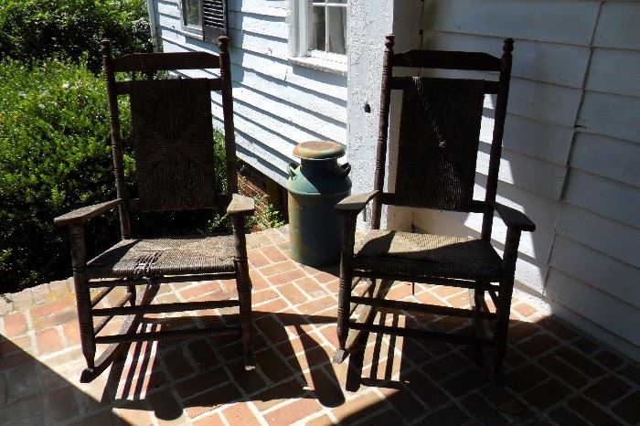 Antique Milk Can from Culpeper ,Va. Pair of Antique Rocking Chairs.