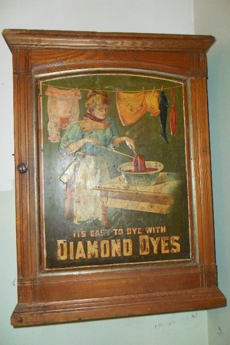 Very Cool,Tin Front Antique Diamond Dyes Cabinet.