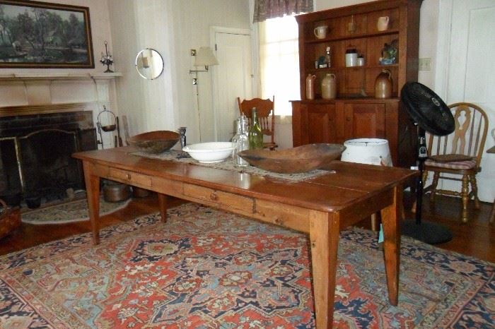 Antique Farm Table,Antique Dough Bowls,Antique Hutch,etc...