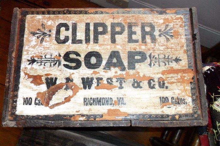 Antique Advertising Box . Clipper Soap ,Richmond,Va.