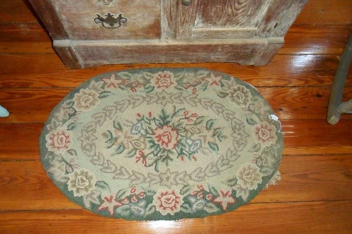 Antique Oval Hooked Rug!